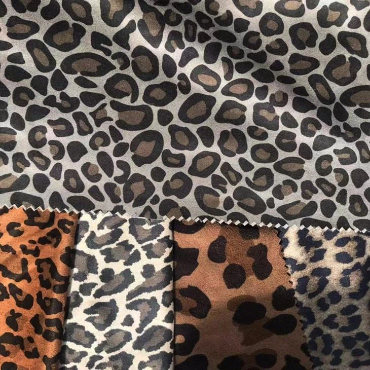 Charmeuse Satin Cheetah Small Suede Fabric